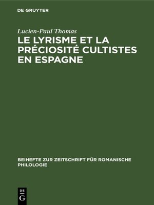 cover image of Le lyrisme et la préciosité cultistes en Espagne